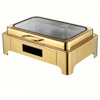 Ensemble de réchauds électriques modernes en acier inoxydable pour hôtel, couleur or, argent, or rose, pour buffet, ensemble de chauffe-plats de luxe