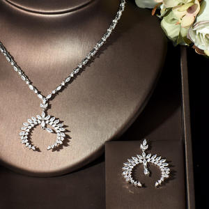 HIBRIDE lüks <span class=keywords><strong>2</strong></span> adet afrika takı seti su damlası kübik zirkonya düğün küpe kolye setleri kadınlar gelin parti hediyeler N-313 - Product Image 3