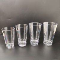 Verre à boire réutilisable en plastique transparent pour bière, cocktail, pintes, thé glacé, pour hôtel |   Sans BPA, incassable, léger
