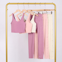 Ensemble de yoga pour femme de haute qualité, avec soutien-gorge de sport personnalisé, édition correcte, style L, coupe U, et pantalon scintillant, pour la gym, le sport et le fitness