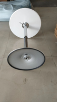 Table haute ronde moderne de 60 cm pour hôtel, en MDF, avec pieds et base en métal argenté réglables en hauteur