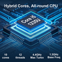 Mini PC Intel Core i5-1235U con Ventilador, 2*RJ45 LAN, COM, DDR4, SSD, HD, DP, GPIO, Linux, Win10/11, Control Industrial -10~60 ℃   Amplio Rango de Temperatura