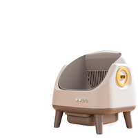 Bac à litière pour chat rond en plastique intelligent entièrement automatique 68L, silencieux, anti-pincement, autonettoyant, fermé, pour chats adultes, contrôle par application