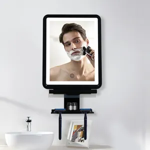 Touch bagno appeso montaggio a parete illuminato con trucco leggero per la rasatura specchio doccia antiappannamento a Led