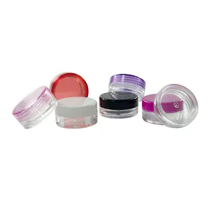 便携式迷你3g 5g彩色奶油粉化妆品样品容器透明黑白粉色红色紫色PS塑料罐