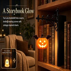 Mini Bookshelf Lamp Vintage Led Hanging Lantern With Bookends For Library Decor <b>Wireless</b> Book Nook <b>Light</b> Black Shade - Product Image 4