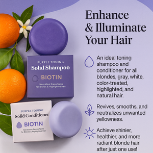 Ensemble de shampooing et d'après-shampooing solides neutresisants et tonifiants de couleur violette avec biotine pour les blondes et les <span class=keywords><strong>cheveux</strong></span> <span class=keywords><strong>colorés</strong></span> - Product Image 2