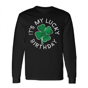 Camiseta de manga larga con efecto desgastado It's My Lucky Birthday St Patrick's Day - Product Image 2