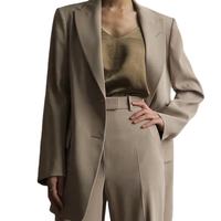 Veste blazer à manches longues personnalisée pour femmes pour le printemps et l'automne manteau de bureau concepteur polyester tissé tissu femmes costumes Blazers