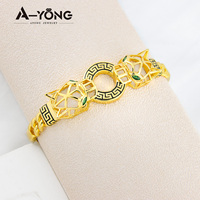 Bracelet en or plaqué or 18k pour femme, bijou à Double tête avec motif léopard