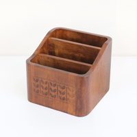 Porte-couverts moderne en bois d'acacia marron/bois de teck écologique, organisateur de bureau/support de télécommande