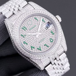 Montre mécanique pour homme en acier inoxydable avec bande en moissanite VVS de qualité supérieure, luxe, mode, affaires, étanche, avec aiguilles incrustées de diamants - Product Image 3