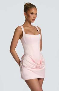 Nouvelle jupe <span class=keywords><strong>courte</strong></span> plissée 3D pour femme 2026, col <span class=keywords><strong>carré</strong></span>, sans manches, taille haute, ajustée, avec bretelles et design de hanches plissées pour un look élégant - Product Image 6