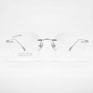 Montures de lunettes sans monture Jingyi 6034 ovales en titane pur, légères, unisexes, pour affaires et mode, Danyang - Product Image 3