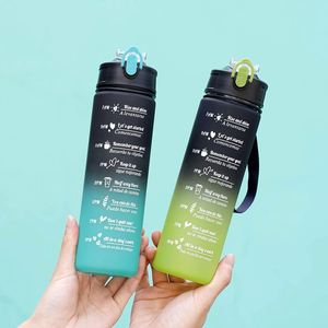 Botella de Agua Deportiva de Plástico Tritan de 800 ml, Libre de BPA, con Marcador de Tiempo, Tapa Abatible a Prueba de Fugas, para Fitness y Motivación - Product Image 4