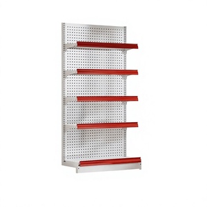 Étagère de présentation de style panneau perforé, meuble de rangement avec filet latéral, origine Chine, blanc/rouge, pour supermarchés, magasins de puériculture, coins d'agencement - Product Image 1