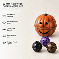 Clochette Métallique Personnalisée OEM 60mm en Forme de Citrouille ou Visage de Fantôme pour Halloween, Ornement Suspendu pour Fête, Maison, Porte ou Décoration d'Arbre