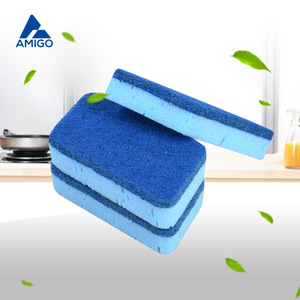 Éponge à vaisselle Amigo, bloc carré haute densité, tampon de nettoyage de cuisine bicolore bleu, tampon à récurer - Product Image 1