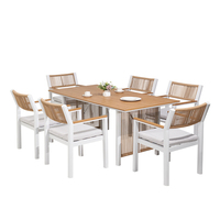 Ensemble de salle à manger d'extérieur moderne, léger et empilable en rotin et alliage d'aluminium, chaises et tables pour jardin, patio, entrée, chambre, hôtel, école