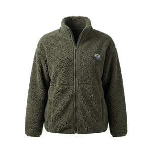 Veste épaisse en polaire sherpa vintage SUHE, coupe ample, fermeture éclair intégrale, col montant, manteau d'hiver chaud, texture peluche douce effet ourson - Product Image 1