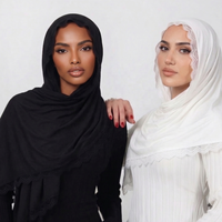 Jilbab Wanita Muslim Mewah Berkualitas Tinggi Terbaru Sharut, Syal Hijab Elastis Premium Merrachi Bahan Jersey Cair dengan LACE