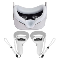 Kit d'accessoires en silicone VR souple avec couvercle de visage et couvercle de contrôleur pour Oculus Quest 2 poignées tactiles avec dragonne
