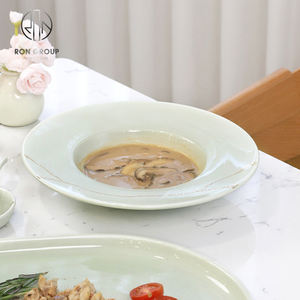 Assiettes creuses en céramique verte élégantes, <span class=keywords><strong>vaisselle</strong></span> polyvalente pour servir des pâtes au restaurant, des repas gastronomiques <span class=keywords><strong>à</strong></span> la maison, des événements de traiteur - Product Image 6