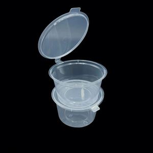 Recycled Restaurant PP Mini 1oz 2oz Eco-Friendly Biodegradable Clear Disposable <b>Sauce</b> Cups with Hinged Lid - Product Image 1