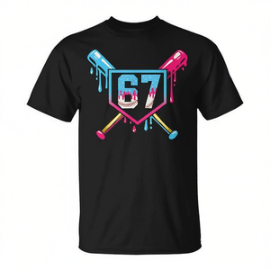 T-shirt d'anniversaire n°67 pour joueur de baseball, motif goutte de crème glacée - Product Image 2