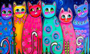 Pintura en aerosol sobre lienzo <span class=keywords><strong>de</strong></span> gato colorido - Decoración <span class=keywords><strong>de</strong></span> pared <span class=keywords><strong>de</strong></span> gatito <span class=keywords><strong>de</strong></span> arte pop vibrante para el hogar, sala <span class=keywords><strong>de</strong></span> estar y dormitorio - Product Image 2