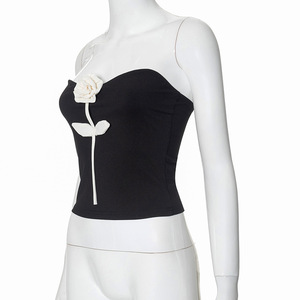 2024 femmes Chic été débardeurs <span class=keywords><strong>noir</strong></span> côtelé tricoté Club Y2K <span class=keywords><strong>haut</strong></span> court mince Mini gilet Streetwear Sexy Style pour Club décontracté - Product Image 4