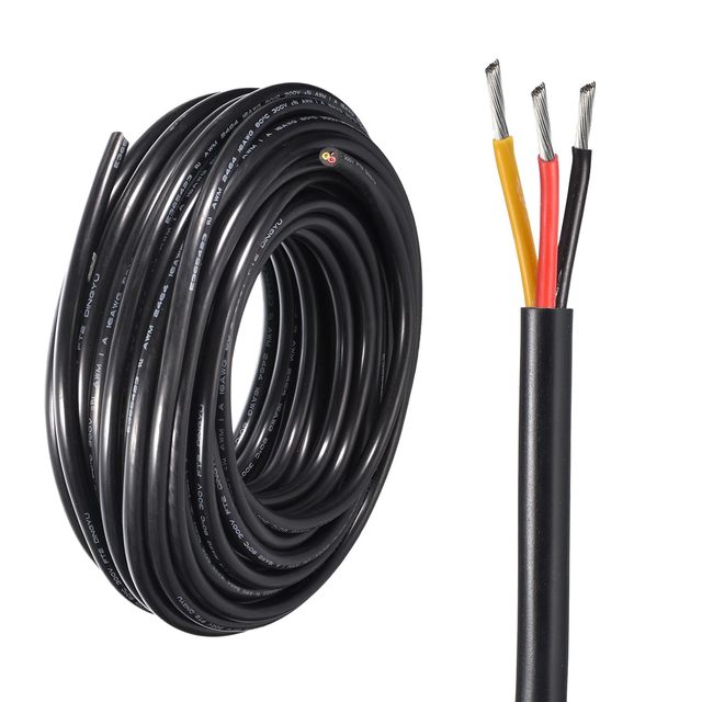Power Cable 3 Conductor Electrical Wire 14AWG UL2464 Electrical Wire PVC Cord Copper Cable for LED Strips Lamps Lighting