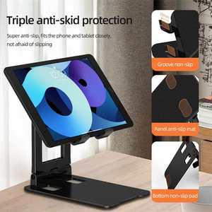 Supporto da Tavolo Pieghevole e Regolabile in Lega di Alluminio per Telefono e Tablet, Antiscivolo con Silicone, per Ufficio, Casa, Videochiamate, Universale - Product Image 3