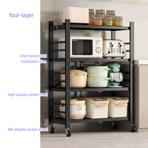 <span class=keywords><strong>Scaffale</strong></span> a 4 Ripiani Pieghevole in Metallo, Organizzatore <span class=keywords><strong>Mobile</strong></span> per Cucina, Unità di Stoccaggio - Product Image 5