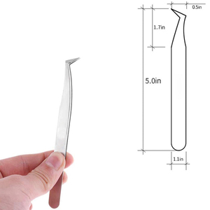 Pince à cils pour extensions de cils avec embout en fibre, droite et courbée, pour volume et précision - Product Image 3