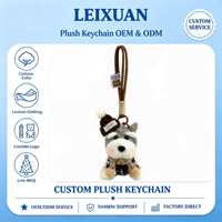 Porte-clés en peluche chien Schnauzer mignon, chiot en fourrure douce, poupée en peluche et écharpe en fil coloré tressée, décoration de sac à dos, cadeau