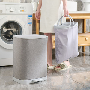 <span class=keywords><strong>Panier</strong></span> <span class=keywords><strong>à</strong></span> <span class=keywords><strong>linge</strong></span> de salle de bain pliable <span class=keywords><strong>à</strong></span> commande au pied, recouvert de tissu, avec sac intérieur amovible, grande capacité - Product Image 1