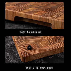 Planche à découper en bois <span class=keywords><strong>de</strong></span> teck <span class=keywords><strong>de</strong></span> grande taille épaisse avec rainure à jus pour <span class=keywords><strong>fromage</strong></span> pour Noë<span class=keywords><strong>l</strong></span> et Halloween - Product Image 5