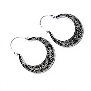 Pendientes de alta calidad Aros Textura Pendientes de aro Vintage Clip de oreja Piercing Joyería al por mayor - Product Image 4