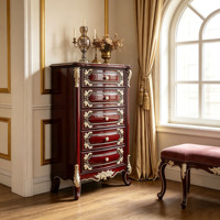 Commode de rangement de luxe en bois massif de style antique européen pour chambre à coucher, meuble de rangement, vente en gros de meubles
