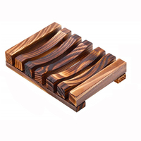 Low MOQ Einzigartige natürliche handgemachte Schüssel Bambus Retro dunkles Badezimmer Holz Seifensc halen halter mit benutzer definierten Logo