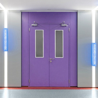 Portes doubles en acier sur mesure, avec propriétés antibactériennes et insonorisantes, adaptées aux hôpitaux et aux salles de patients.