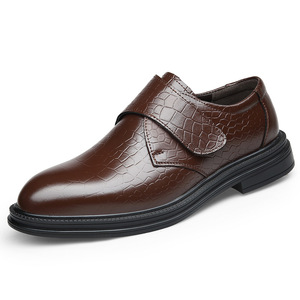 Men's Genuine Leather Oxfords Round Toe <b>Hook</b> Loop Soft Sole Office Career Dress <b>Shoes</b> Autumn Solid Color Business Formal Wear - Product Image 5