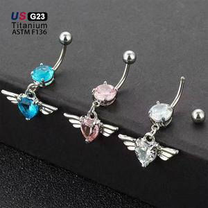 Bijoux de <span class=keywords><strong>piercing</strong></span> en titane F136, anneau de <span class=keywords><strong>nombril</strong></span> CZ, anneau de <span class=keywords><strong>nombril</strong></span> hypoallergénique G23, anneau de <span class=keywords><strong>nombril</strong></span> <span class=keywords><strong>ange</strong></span> - Product Image 6