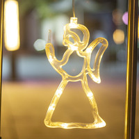 Lampe LED à ventouse silhouettes de Noël : étoile, cloche, renne, sapin – Décoration intérieure pour fenêtre