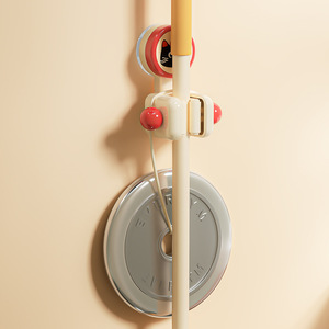 Suction Cup Mop <b>Clip</b> Wall Mounted Bathroom Storage Holder With Single <b>Hook</b> Durable Plastic Round Design - Product Image 4