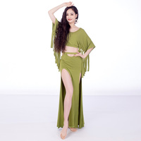 Offre Spéciale de haute qualité femmes filles pratique Costume couverture lâche la chair manches droites ensemble de danse du ventre