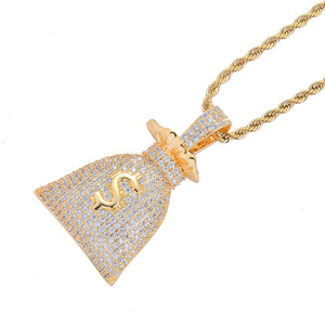 Colar com pingente ouro 14k rq, colar com pingente cheio de gelo para homens e mulheres - Product Image 1