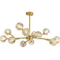 Lustre de branche nordique en cristal de luxe à LED Lampe principale minimaliste en fer pour le salon, la chambre à coucher, le hall Installation au plafond-Vente en gros