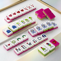Tuiles de mahjong américaines personnalisées, ensemble de mahjong en acrylique superposé, surface brillante, bords lisses avec impression personnalisée